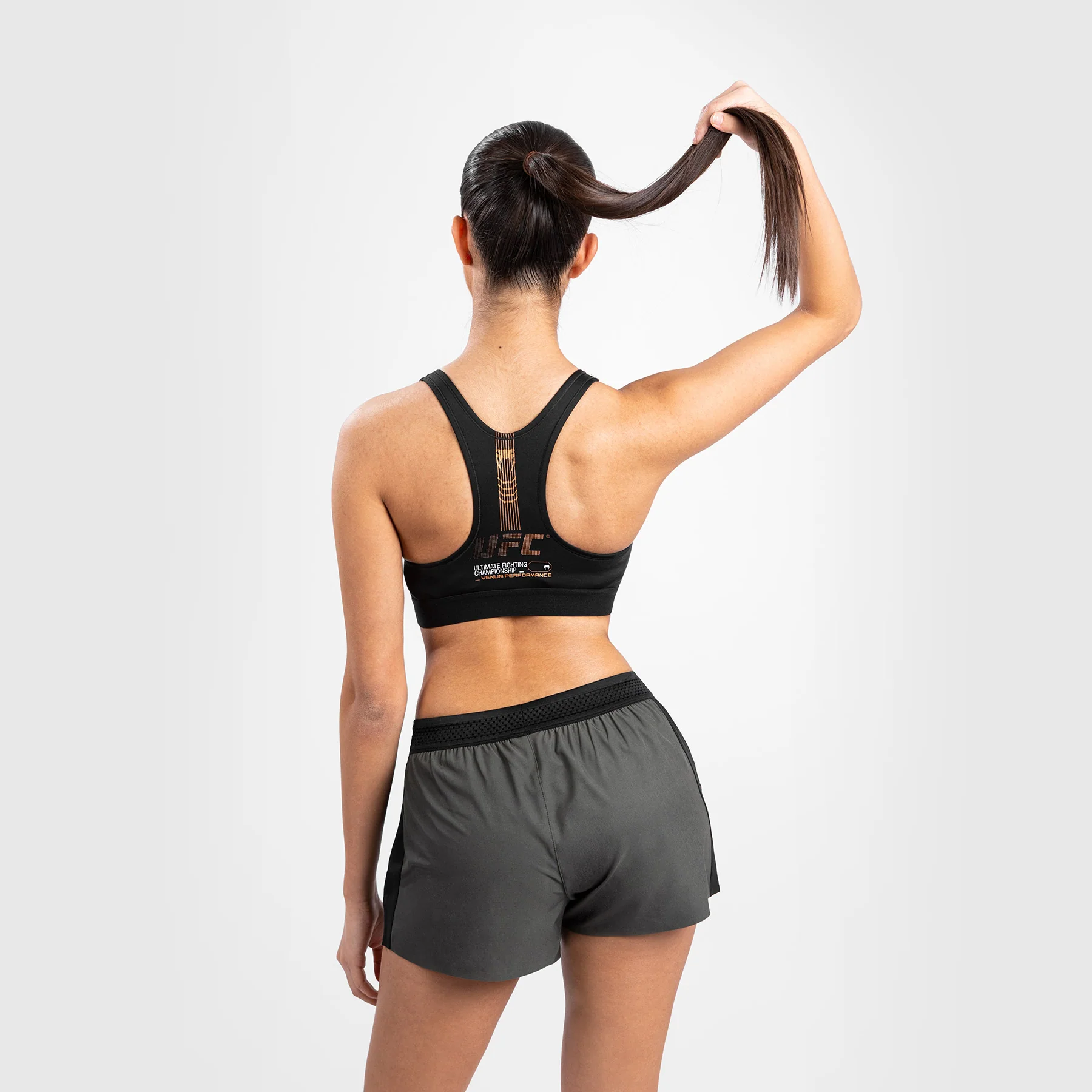 UFC Adrenaline by Venum Fight Week Women’s Sports Bra - Khaki/Bronze - Image 9