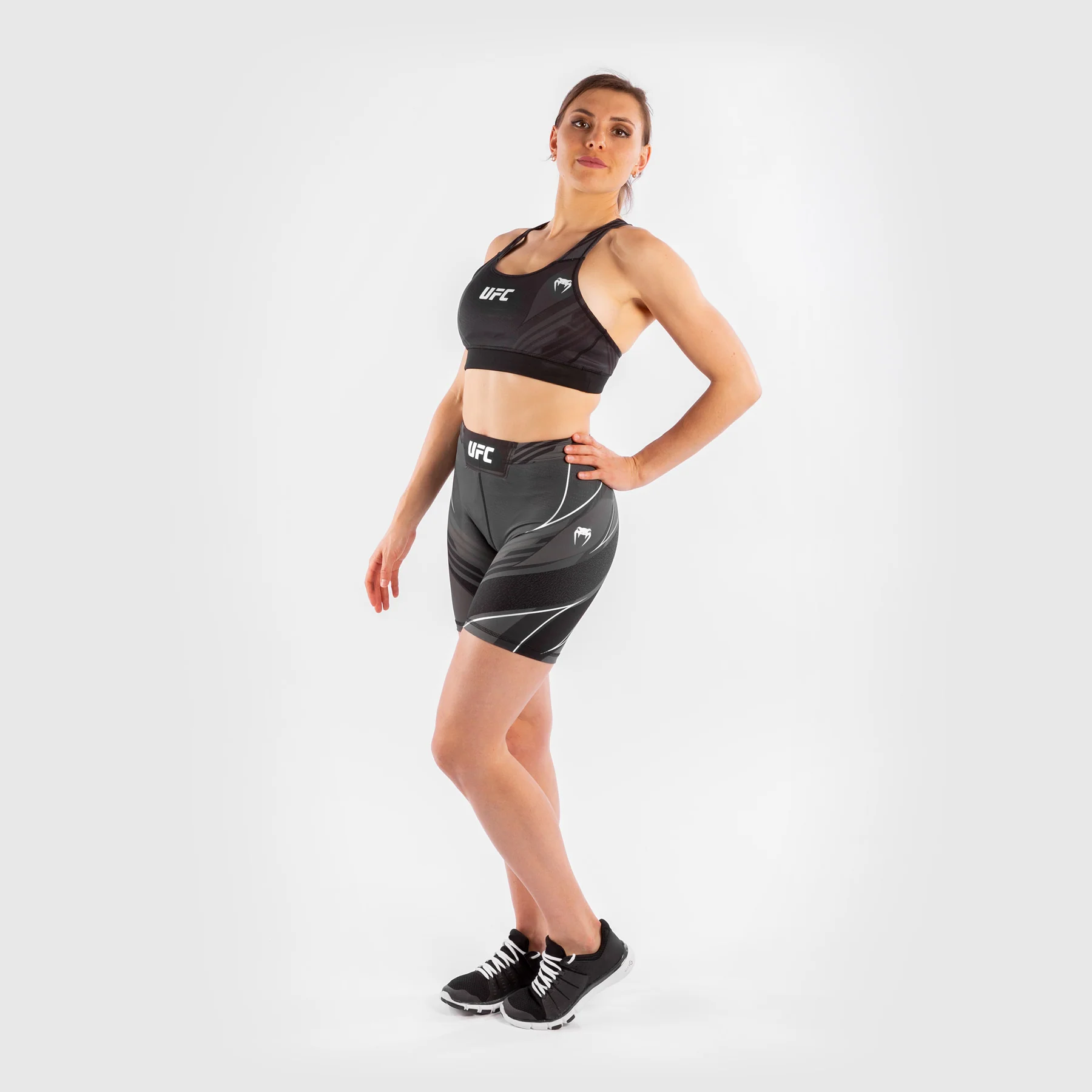 UFC Venum Authentic Fight Night Women's Vale Tudo Shorts - Long Fit - Black - Image 5