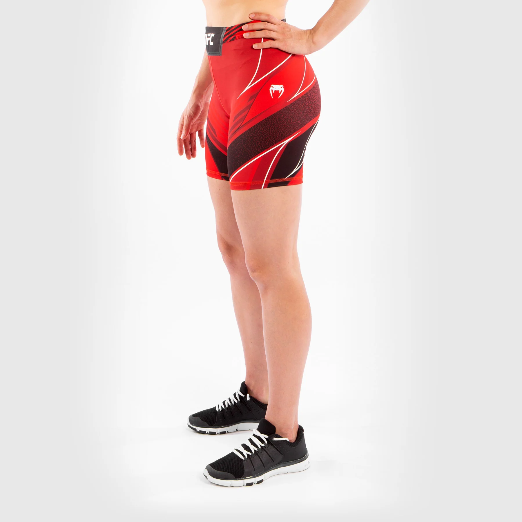 UFC Venum Authentic Fight Night Women's Vale Tudo Shorts - Long Fit - Red - Image 3