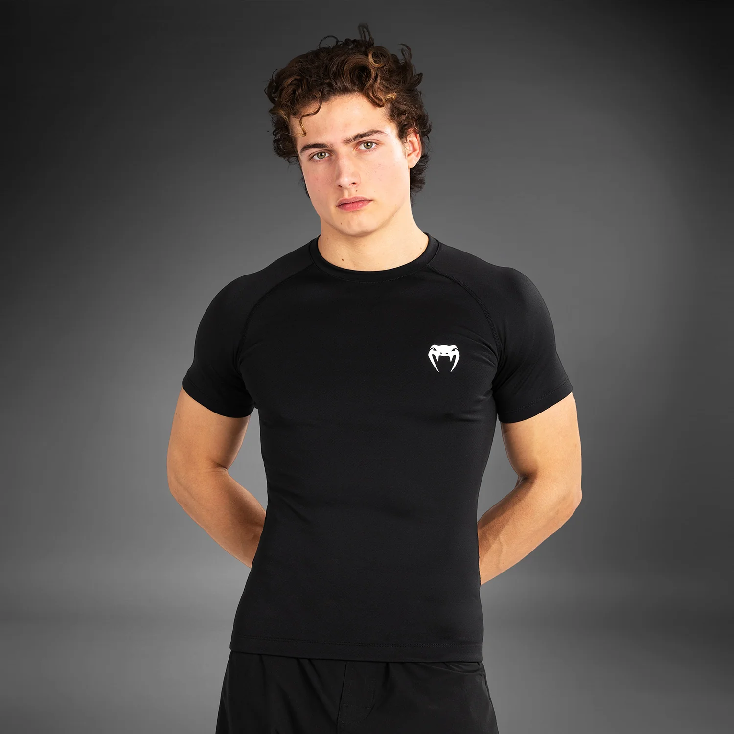 Venum Contender Men’s Short Sleeve Rashguard - Black/White - Image 4