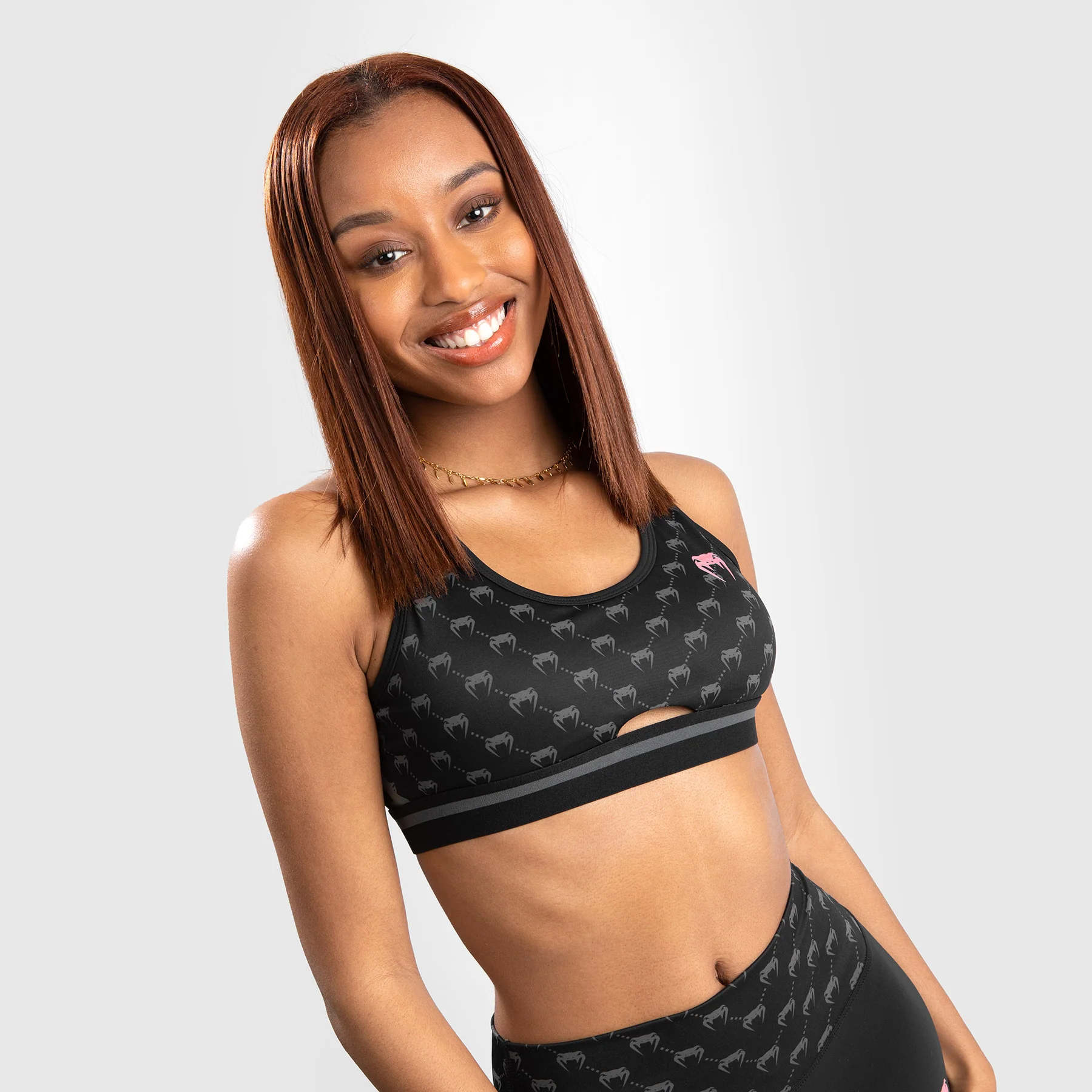 Venum Monogram Sports Bra - Black/Pink Gold - Image 5