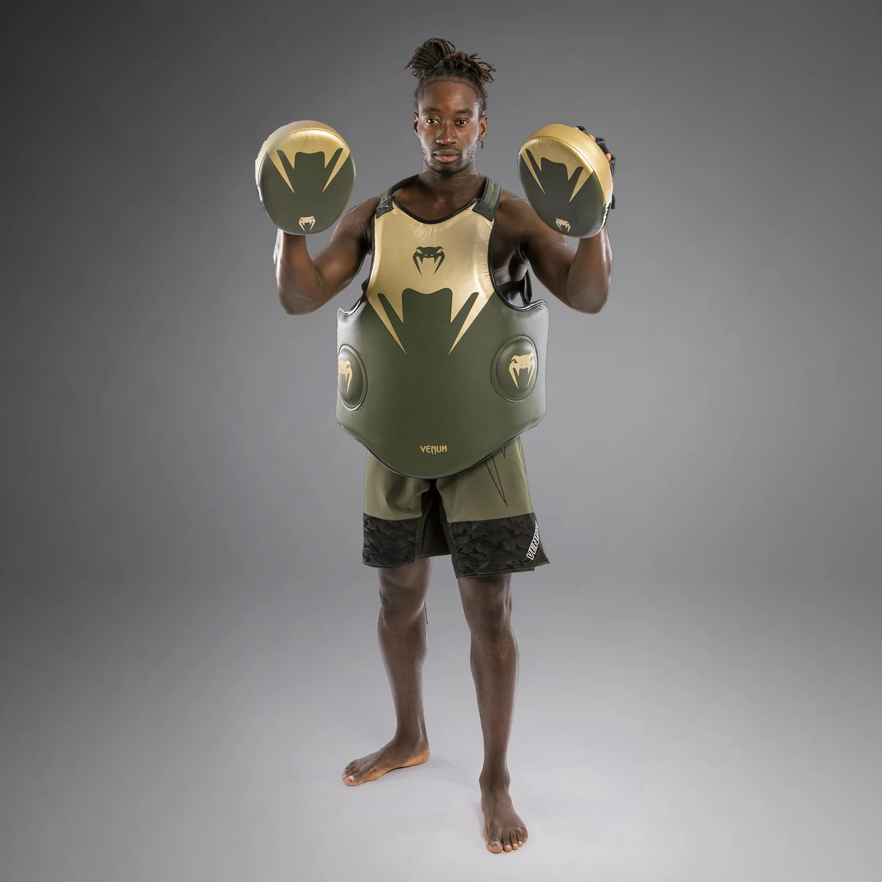 Venum Pro Boxing Body Protector - Khaki/Gold - Image 9